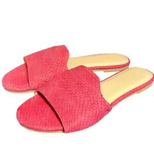 Nayla Josefina in Fishscale Hibiscus Sandal Shoes Pink Boho Womens Size 8